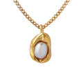 Gold Organic Wrap Pearl Pendant Necklace On Fine Chain view 5