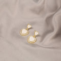 Black Heart Drop Stud Earrings Rhinestone Halo Frames view 3