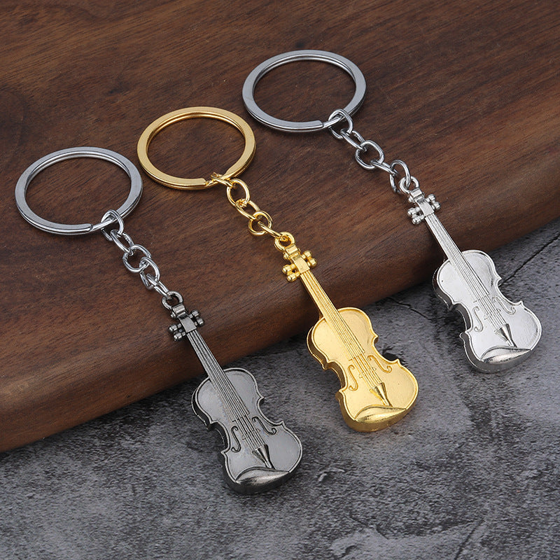 Vintage Guitar Violin Metal Keychain Gift Bag Charm Pendant