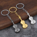 Violin-Shaped Metal Keychain in Six Metallic Color Finishes view 1