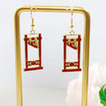 Red Guillotine Gothic Drop Earrings with Stainless Steel Ear Wires view 2