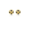 Gold Round Purple Square Center Statement Stud Earrings view 5