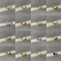 Gold-Tone Open Adjustable Heart Bow CZ Fashion Rings Set view 2
