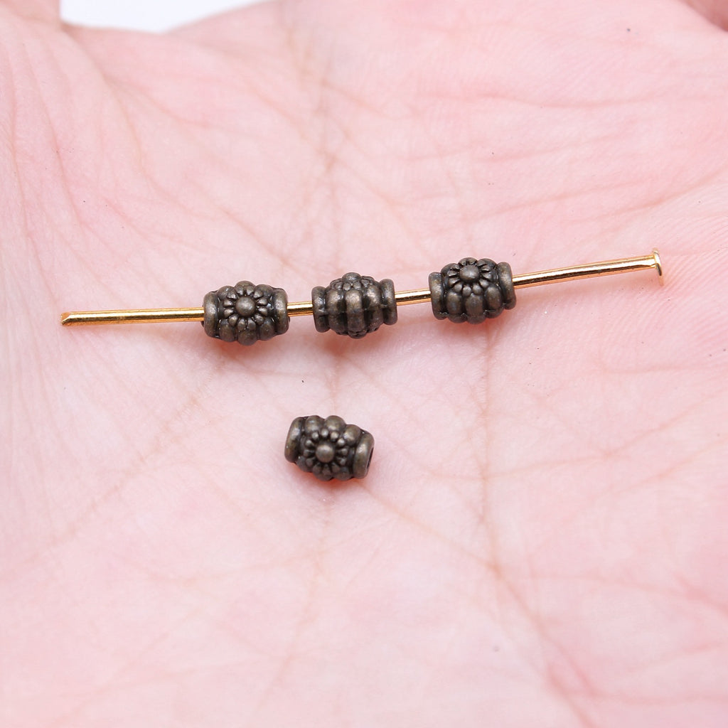 5x4mm 0.2g Zinc Alloy Oval Flower Small Hole Spacer Beads for Bracelet Necklace Making
