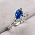 White Metal Blue Pear Leaf Motif Clear Accent Ring Alloy view 2