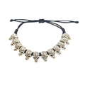 Silver Tone Skull Beads Black Adjustable Cord Bracelet view 5