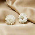 White Pearl Bead Starburst Firework Cluster Stud Earrings view 4