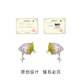 Pink Enamel Strawberry Stud Earrings Star Drop Charms view 3