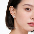Silver-Tone Clear Pave Crystal Ankh Cross Stud Earrings view 2