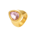 Chunky Teardrop Zircon Signet Rings Gold Steel Pink Clear view 5