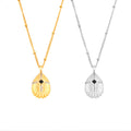 Shell Texture Oval Cross Pendant Necklace Gold Or Steel view 5