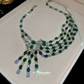 Green Crystal Bow Layered Statement Necklace Jewelry view 2