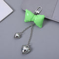 Glossy Patent Bow Keychain with Two Dangling Heart Charms view 9
