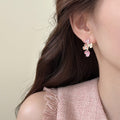 Crystal Flower Stud Earrings in Pink Blue and Navy view 1