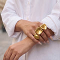Oversized Heart Teardrop and Square Open Rings in Gold Tone view 4