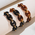 Resin Link Bracelet in Black Mixed Brown and Amber Colorways view 1