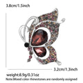 Silver Butterfly Brooch with Large Crystal Blue Burgundy view 7