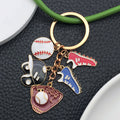 Red Blue Baseball Glove Shoe and Ball Metal Keychain view 4