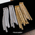 Asymmetric Crystal Fringe Earrings in Gold and Silver Tones view 4