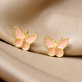Gold Rim Butterfly Petite Small Stud Earrings in Four Colors view 8