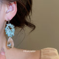 Floral Stone and Clear Teardrop Earrings in Two Colors view 3