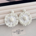 Eleven Color Woven Sunburst Round Statement Earrings view 5