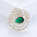 Gold Green Teardrop Crystal Brooch Baguette Leaf Arcs view 4
