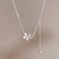 Flower Butterfly Tassel Necklace in Silver Tone Jewelry view 2