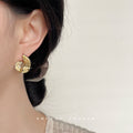 Ribbed Spiral Metal Stud Earrings Silver and Gold Tones view 4
