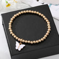 Gold Tone Beaded Colorful Butterfly Charm Stretch Bracelets view 6