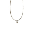 Silver Tone Fine Chain Necklace With White Pearl Drop view 5