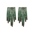 Green Crystal Multi Hoop Fringe Statement Earrings view 5