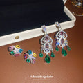 Colorful Crystal Floral Earrings in Drop and Stud Styles view 3