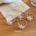 Pastel Flower Hoop Earrings in Three Colors With Gold-Tone Hoops view 3