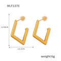 Geometric Diamond U Shape Stud Earrings Hammered Ribbed view 8