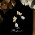 Gold Butterfly Shell Wing Freshwater Pearl Drop Earrings view 1