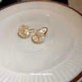 Gold Crystal Ball Huggie Hoop Earrings Polished Metal Jewelry view 4