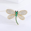 Gold Tone Crystal Dragonfly Brooch With Green Body Stones view 6