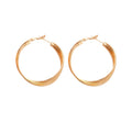 Gold Tone Textured Crossover Multi Band Open Hoop Earrings view 5