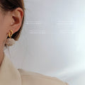 Matte Gold Open Loop Cream Yarn Ball Drop Earrings view 3