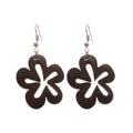 Brown Wood Flower Cutout Hook Earrings Jewelry Accessory view 5