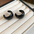 Acrylic C Hoop Stud Earrings in Three Colors and Two Sizes view 6