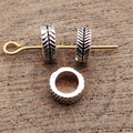 Two Finish Leaf Pattern Large Hole Spacer Bead Metal Jewelry Making Component view 2