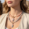 Pastel Round Bead Necklace With Painted Cowboy Boot Charm view 3