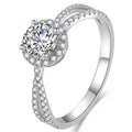 White Metal Round Halo Split Shank Ring Clear Center Alloy view 4
