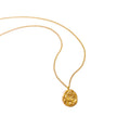 Gold Irregular Textured Oval Pendant Box Chain Necklace view 5