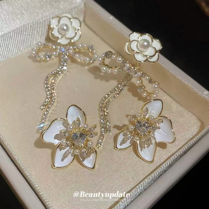 Floral Bow and Butterfly Drop Stud Earrings in Two Designs