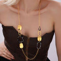 Leopard Geometric Long Sweater Necklace Gold Acrylic view 6