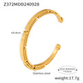 Gold Open Cuff Bangle Geometric Segmented Hollow Line Design view 6