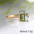 Moss-Green Rectangular Solitaire Slim Ring In Polished Gold Tone view 4